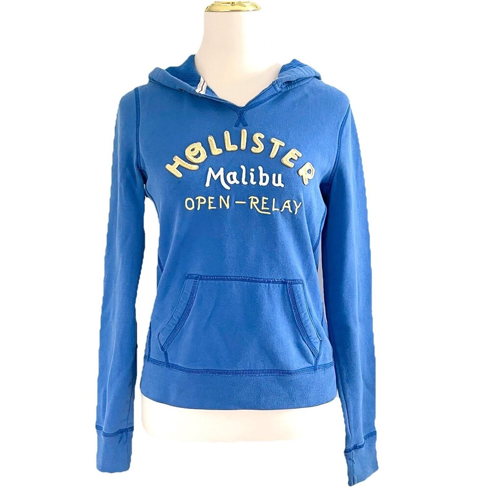 Hollister Malibu Open Relay Y2K Blue Hoodie Sweatshirt Womens sz M